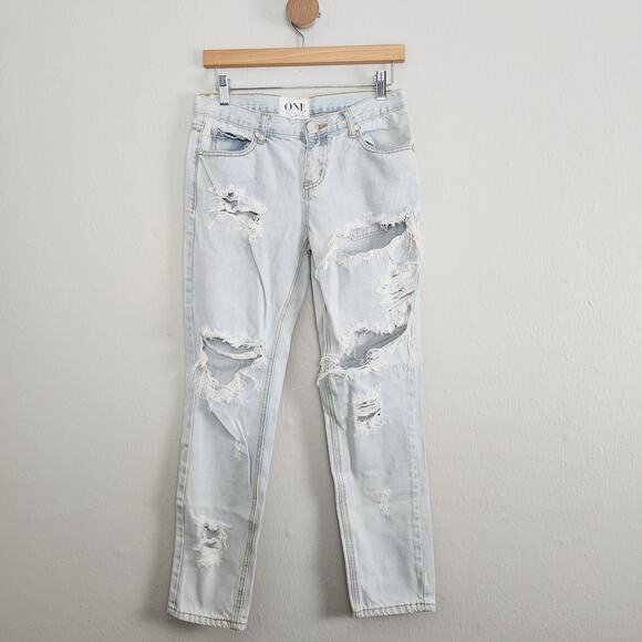 One Teaspoon Awesome Baggies Distressed Low Rise Baggy Jeans W25 Denim - Picture 2 of 15